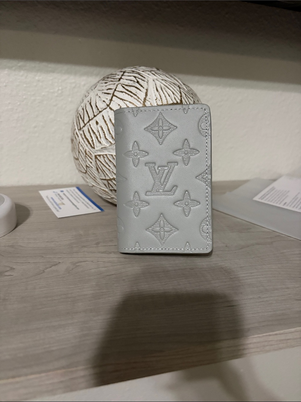 Louis Vuitton Embossed Monogram Card Case - Light Gray